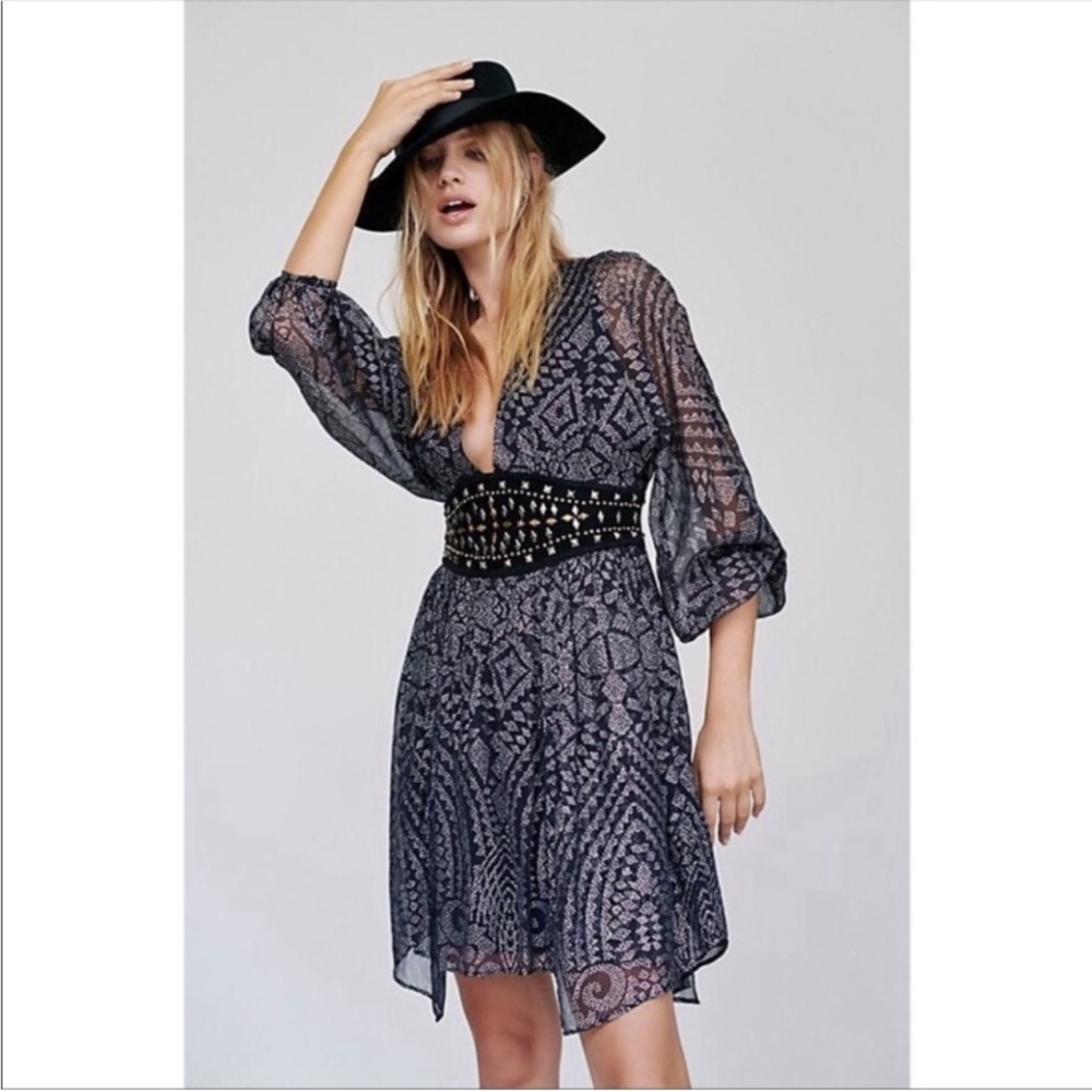 NWOT Free People Moonbelt Mini Dress Sample Crescent Moon Hippie boho dress